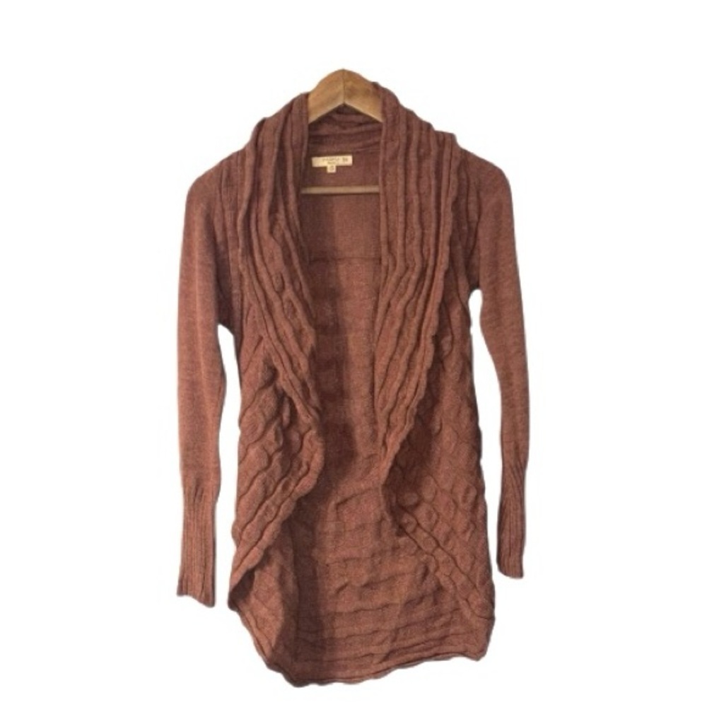 Mary Firenze Knit Open Cardigan Sweater Alpaca Wool Copper Brown Fall Size Small